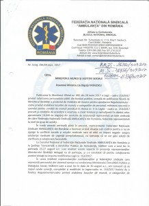 Adresă inaintare l- propuneri Legea 153 si Regulament sporuri